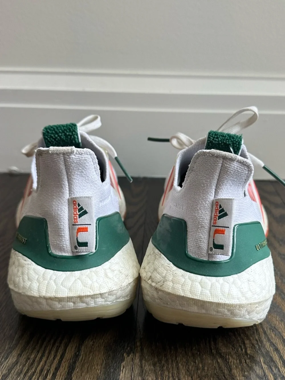Adidas Ultraboost 21 NCAA pack University of Miami GX7966 Size 7